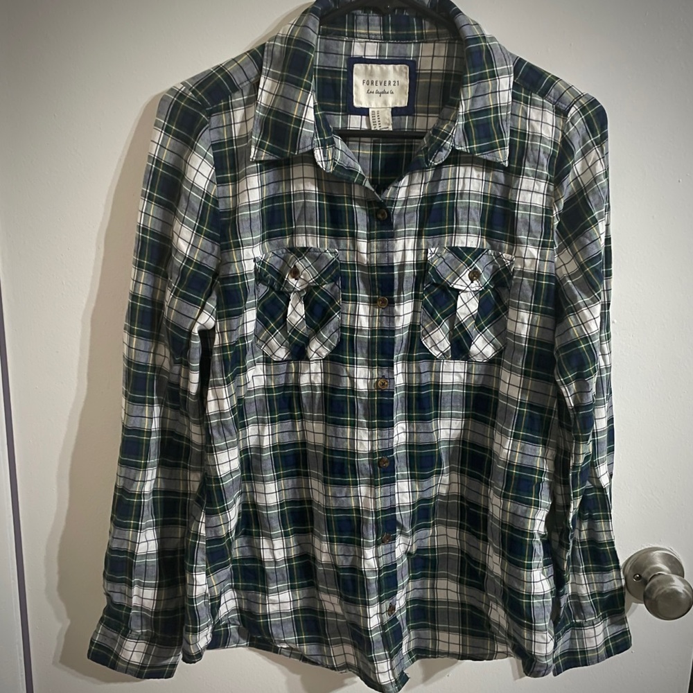EUC Green&Blue Thin Flannel